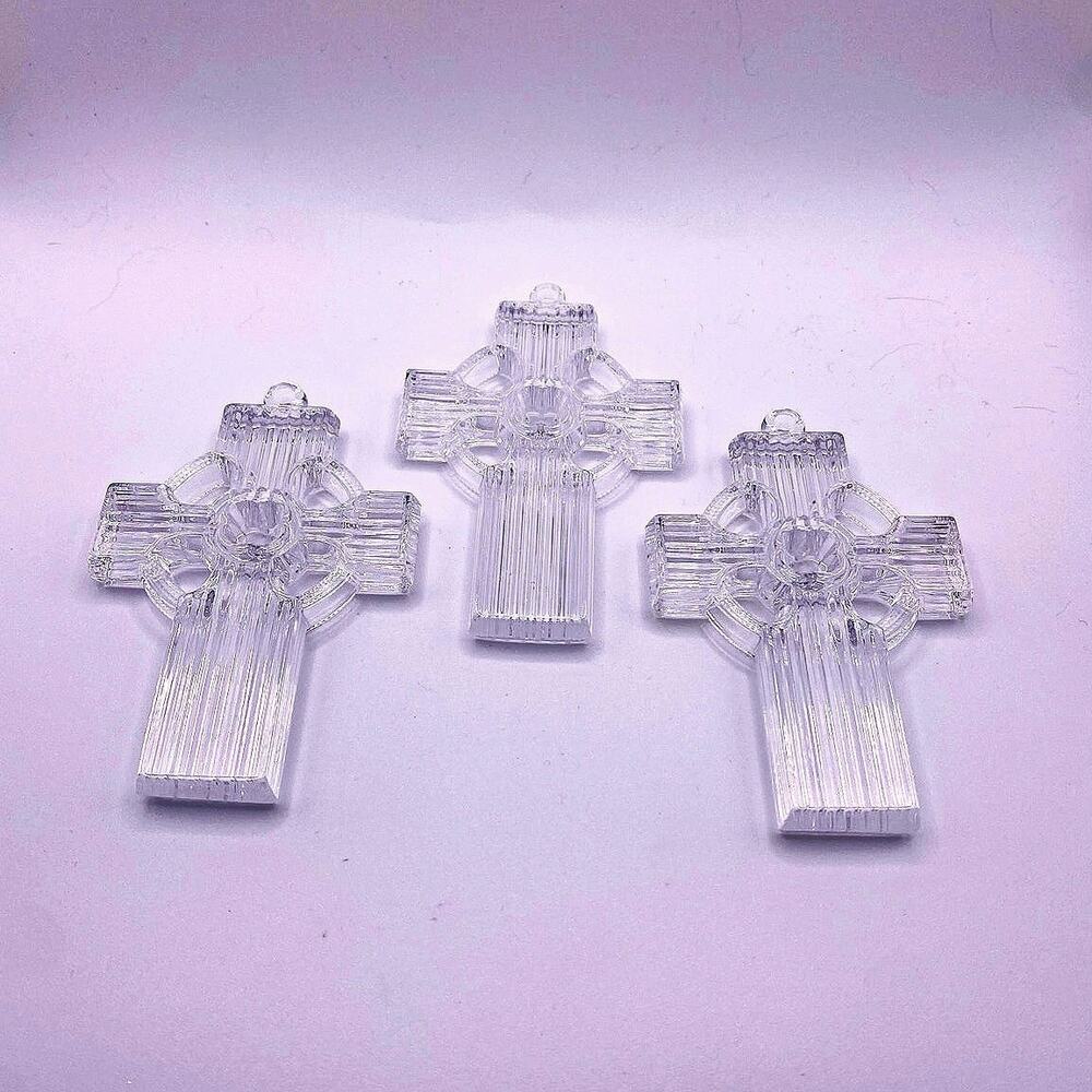 Vintage Waterford Marquis Crystal Cross Christmas Ornaments Set of 3